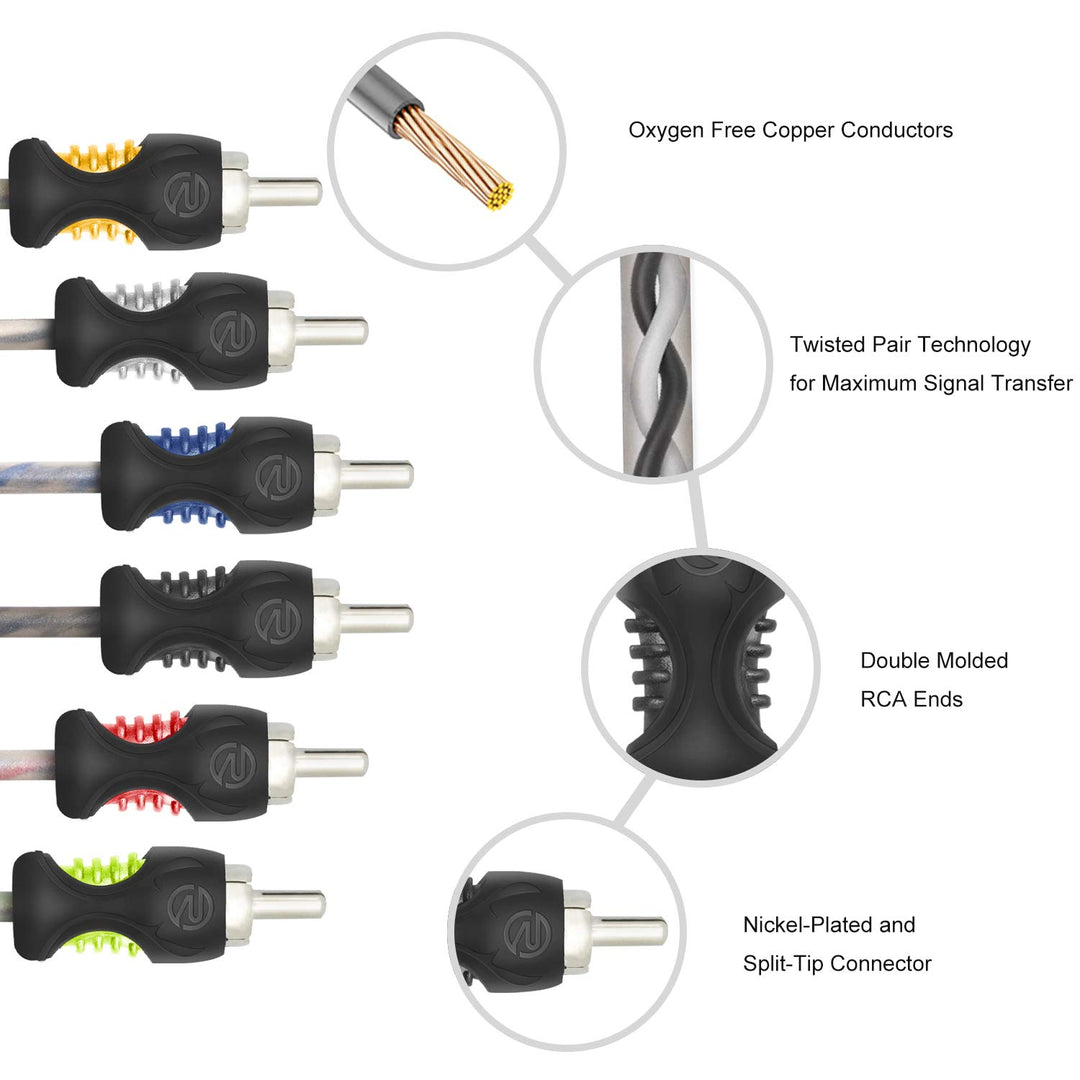 RECOIL RCI617 99,99 % sauerstofffreies Kupfer, 6-Kanal-Cinch-Audiokabel, gedrehtes Paar mit Rauschun