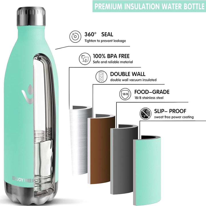 Thermosflasche- 1l- Trinkflasche Edelstahl, Trinkflasche Sport, BPA-freie, Trinkflasche Auslaufsiche