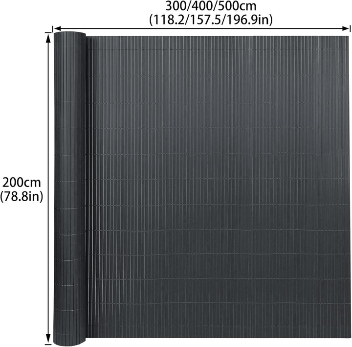PVC Sichtschutzmatte Sichtschutzzaun 200x300CM, Anthrazit, Outdoor Sichtschutz mit verstärkten Lamel