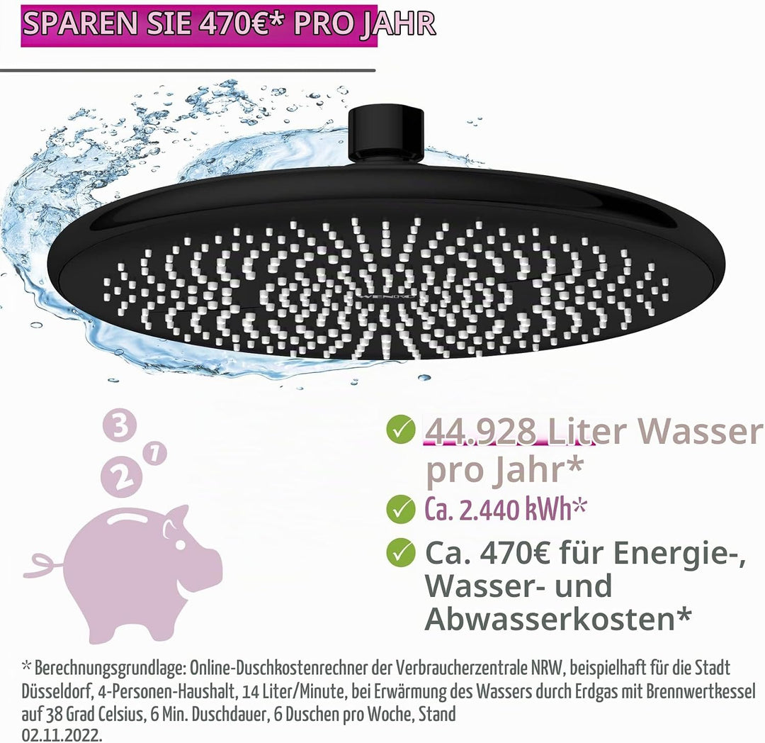 WENKO Wasserspar Regenduschkopf Watersaving, wassersparende Universal-Kopfbrause mit nachhaltigem Wa