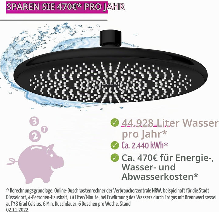 WENKO Wasserspar Regenduschkopf Watersaving, wassersparende Universal-Kopfbrause mit nachhaltigem Wa