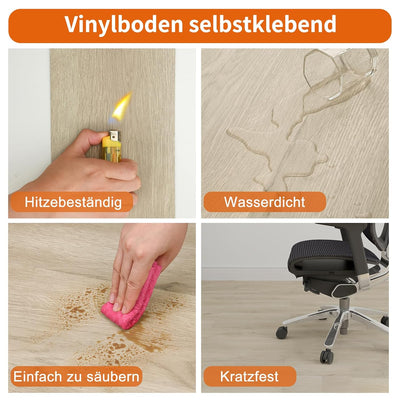 Mysflosy Vinylboden Selbstklebend, PVC Bodenbelag holzoptik wasserdicht, Natürliche Eichenfarbe 15,2