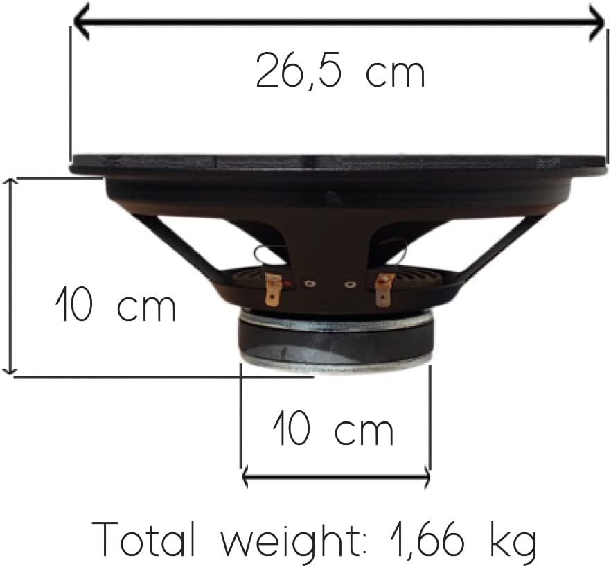 1 CIARE HW250 Tieftöner 25 cm 250 mm 10" Durchmesser 90 Watt RMS und 180 Watt max. Impedanz 8 Ohm fü