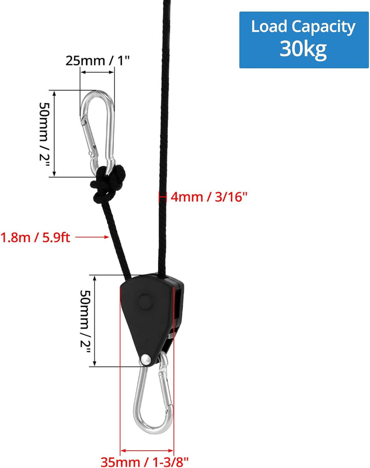 QWORK® 8 STK. Verstellbare Seilratschen mit Haken - 30kg - 1,8 m - Seilspanner zum Aufhängen von Pfl