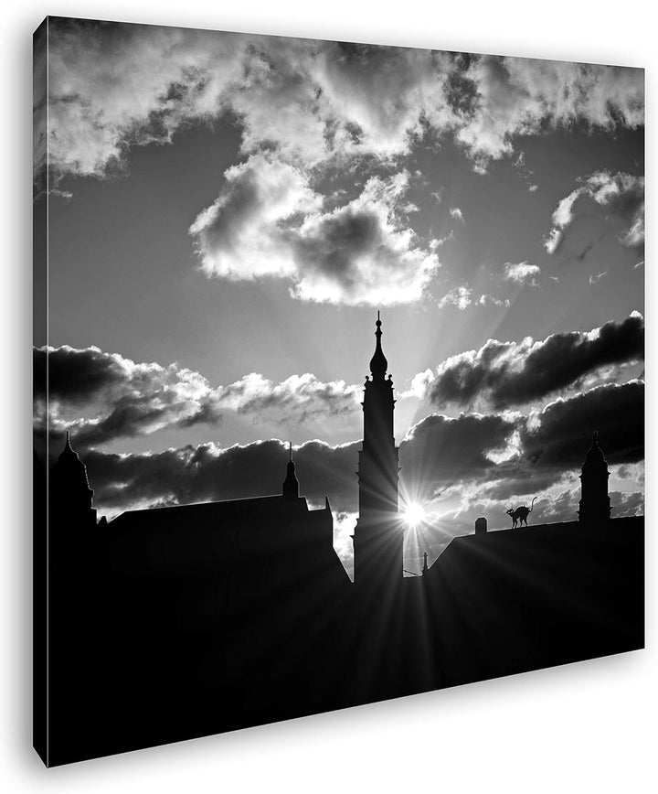 deyoli Sonnenaufgang über Dresdner Skyline Format: 60x60 Effekt: Schwarz&Weiss als Leinwandbild, Mot