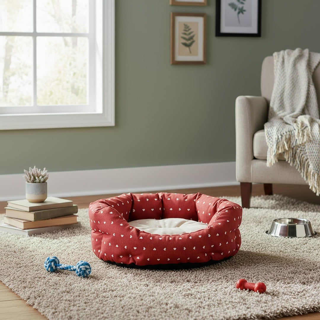 Baroni Home Hundebett aus Stoff, Grösse M, weiches rundes Hundematte für Hunde und Katzen, bequem, f