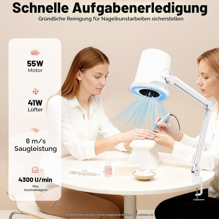 Staubabsaugung für Nägel 55W Professioneller Nagelstaubsammler mit LED Licht Nagelstaubabsaugung mit