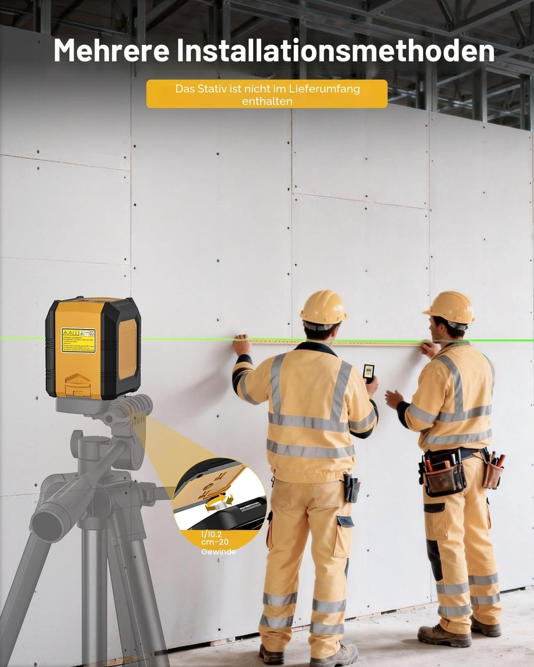 Kreuzlinienlaser, NIKOTEK Laser Wasserwaage (Vertikale/Horizontale Grün Laser, Arbeitsbereich: 15 m,