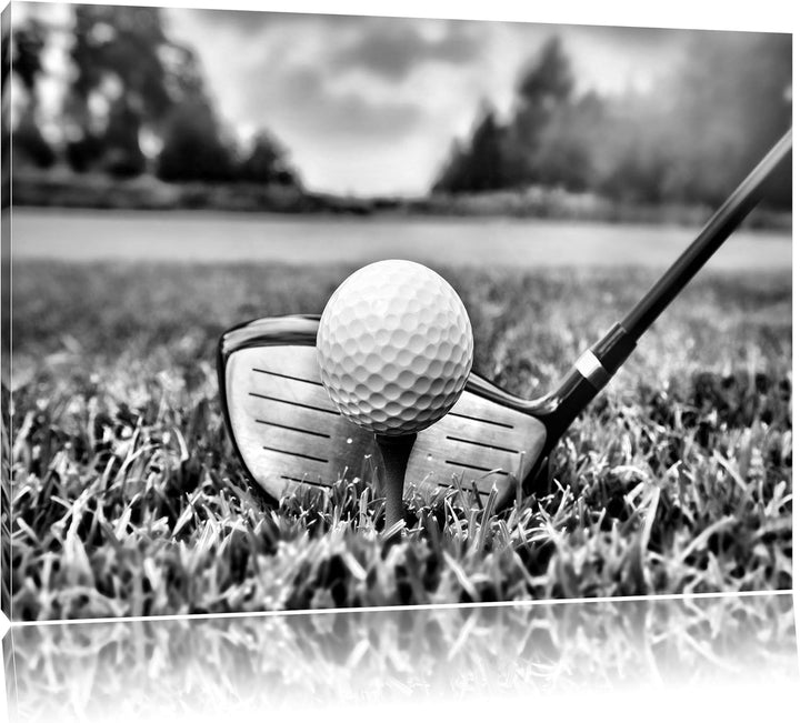 Monocrome, Golf Abschlag, Format: 100x70 auf Leinwand, XXL riesige Bilder fertig gerahmt mit Keilrah