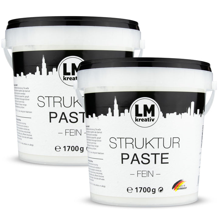 LM Strukturpaste fein 2 x 1,7 kg | Texture Paste | Modellierpaste für Acrylmalerei | Strukturmasse L