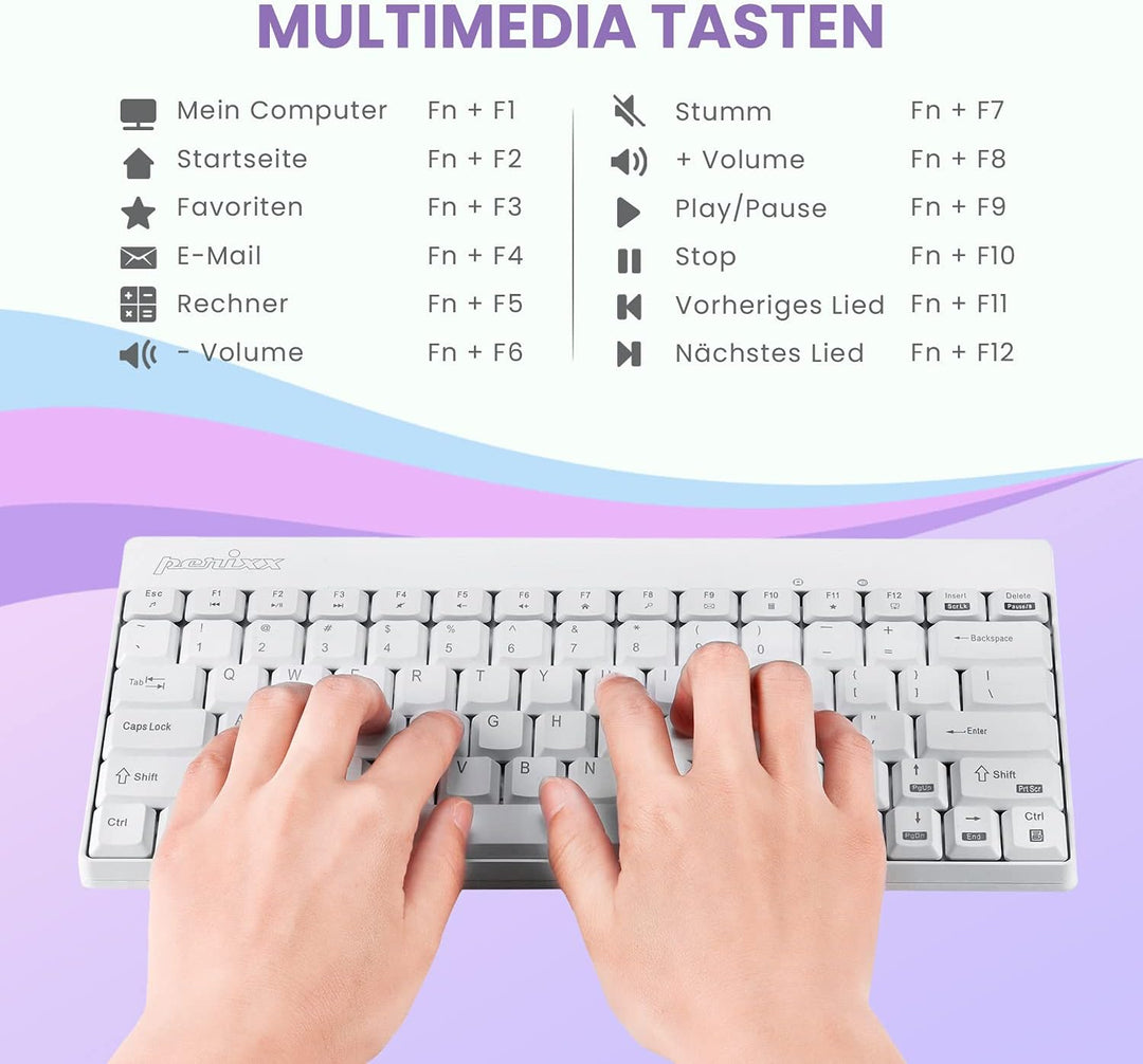 Perixx PERIDUO-712, Kabelloses Mini Tastatur und Maus Set - Minigrösse - mit Nano Receiver - 2.4Gh -