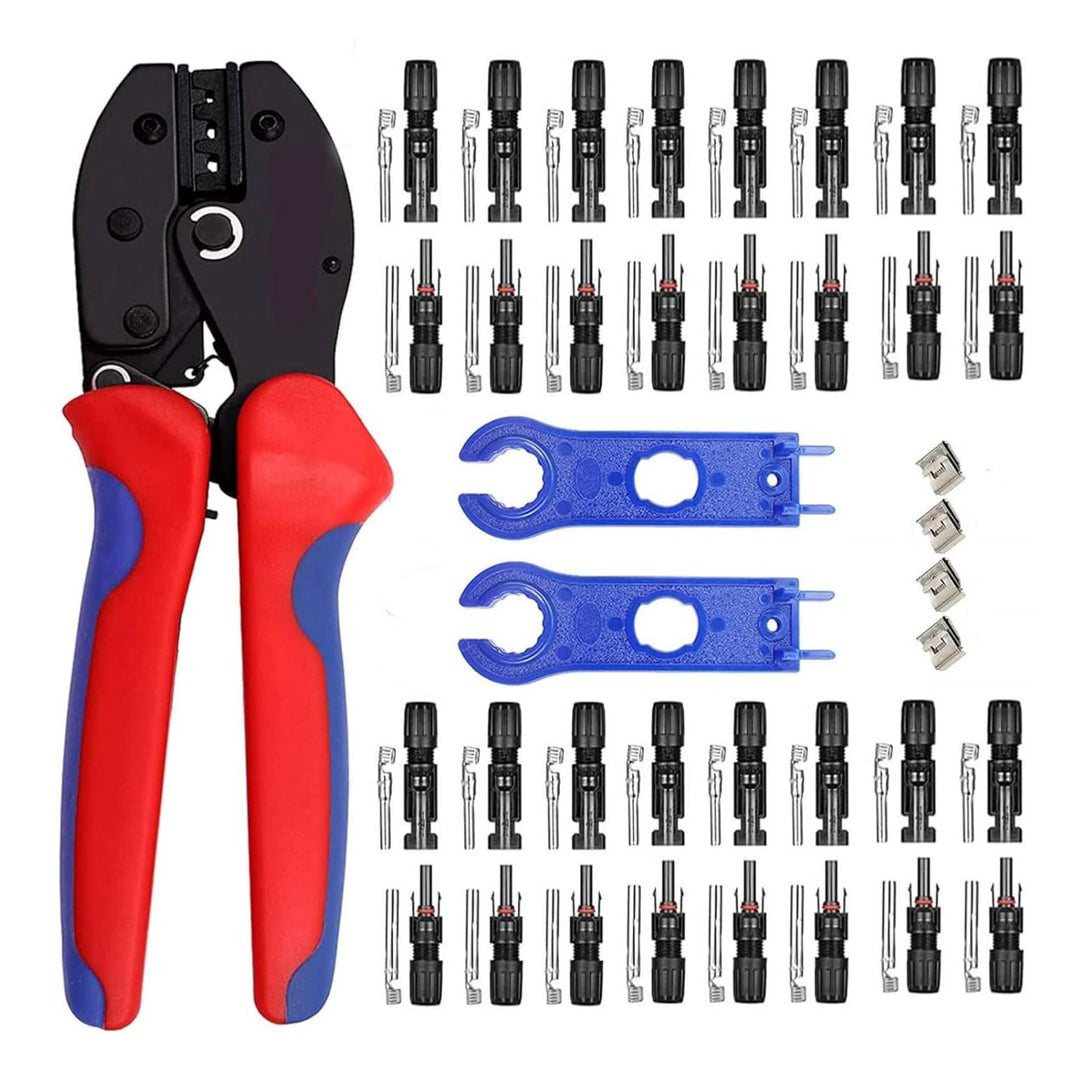 QeeHeng Solar Crimpzange Kit für 2.5/4.0/6.0mm², 1 Stück Solarpanel PV Kabel Crimpzange +16 Paar Mal