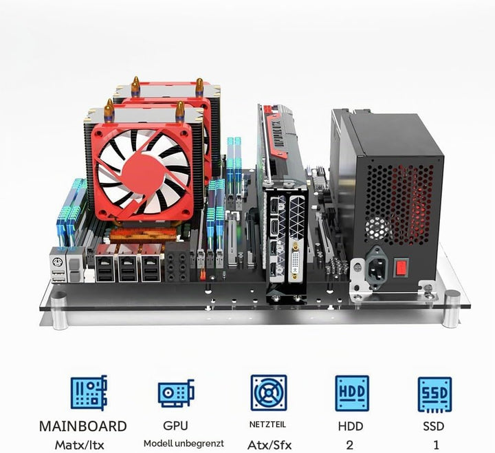 DALAIBUKESI DIY Gaming Computer Open Case Acryl Open Chassis Rack Support Motherboards ATX M-ATX ITX