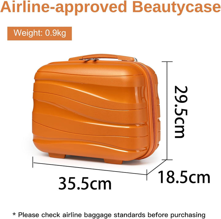 KONO Kosmetikkoffer Hartschale Klein Beautycase Damen Handgepäck, Polypropylen, 35.5x29.5x18.5cm (Or
