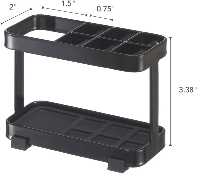 Yamazaki 6803 TOWER Zahnbürstenhalter L, weiss, Stahl, Minimalistisches Design Schwarz, Schwarz