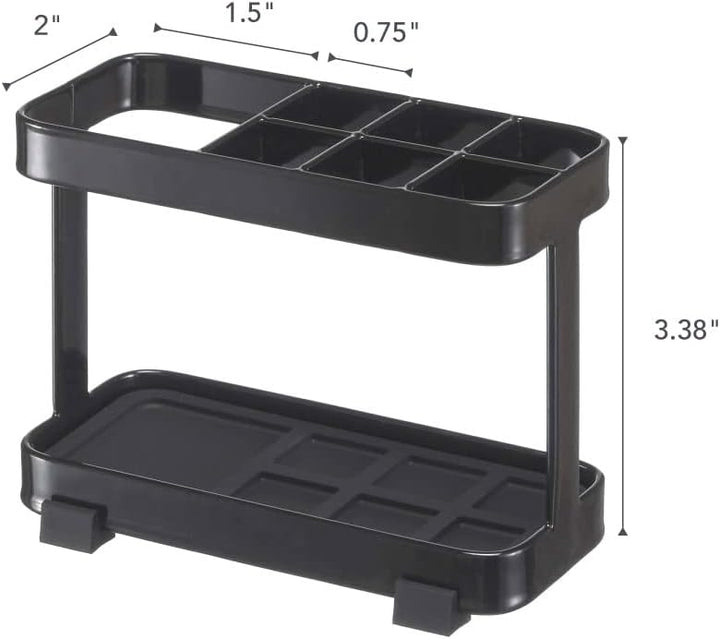 Yamazaki 6803 TOWER Zahnbürstenhalter L, weiss, Stahl, Minimalistisches Design Schwarz, Schwarz