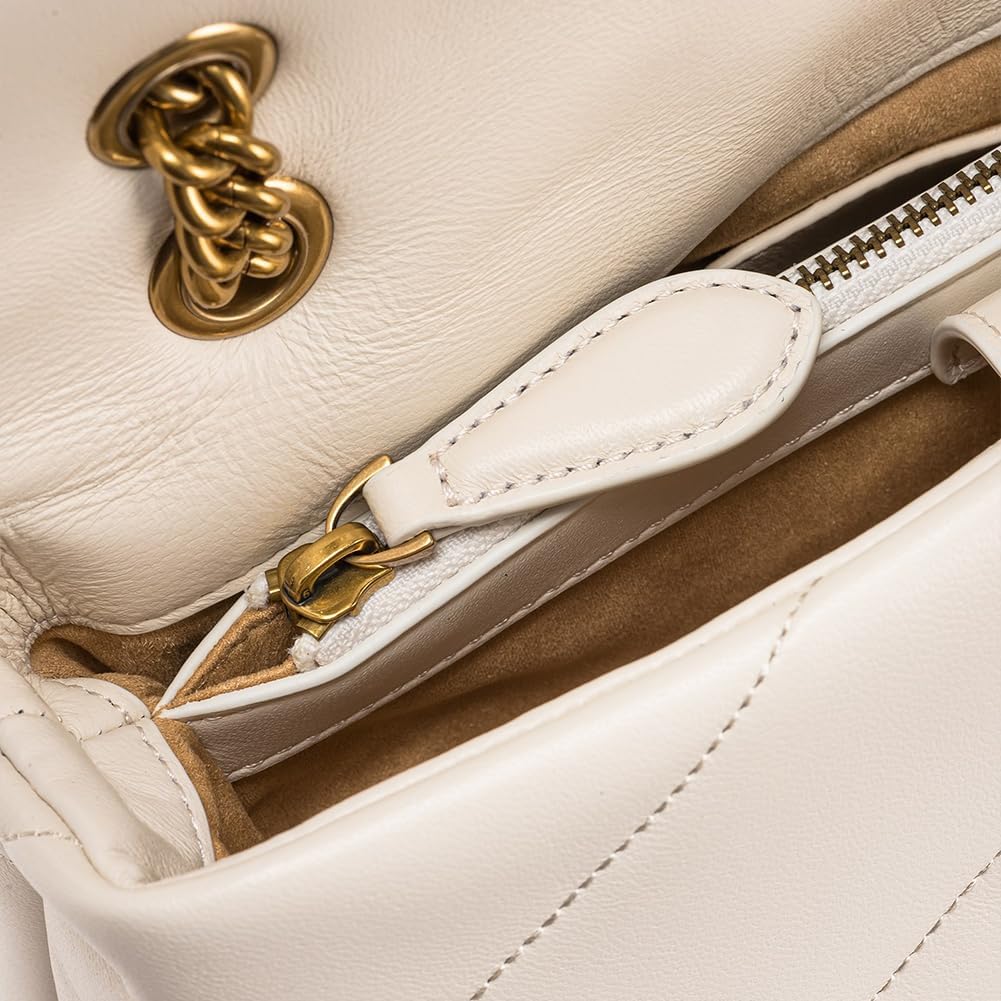 Pinko Damen Love Classic Puff Cl Sheep Nap Handtasche Z14q_bianco Seta-antique Gold, Z14q_bianco Set