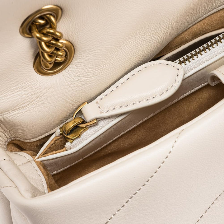 Pinko Damen Love Classic Puff Cl Sheep Nap Handtasche Z14q_bianco Seta-antique Gold, Z14q_bianco Set