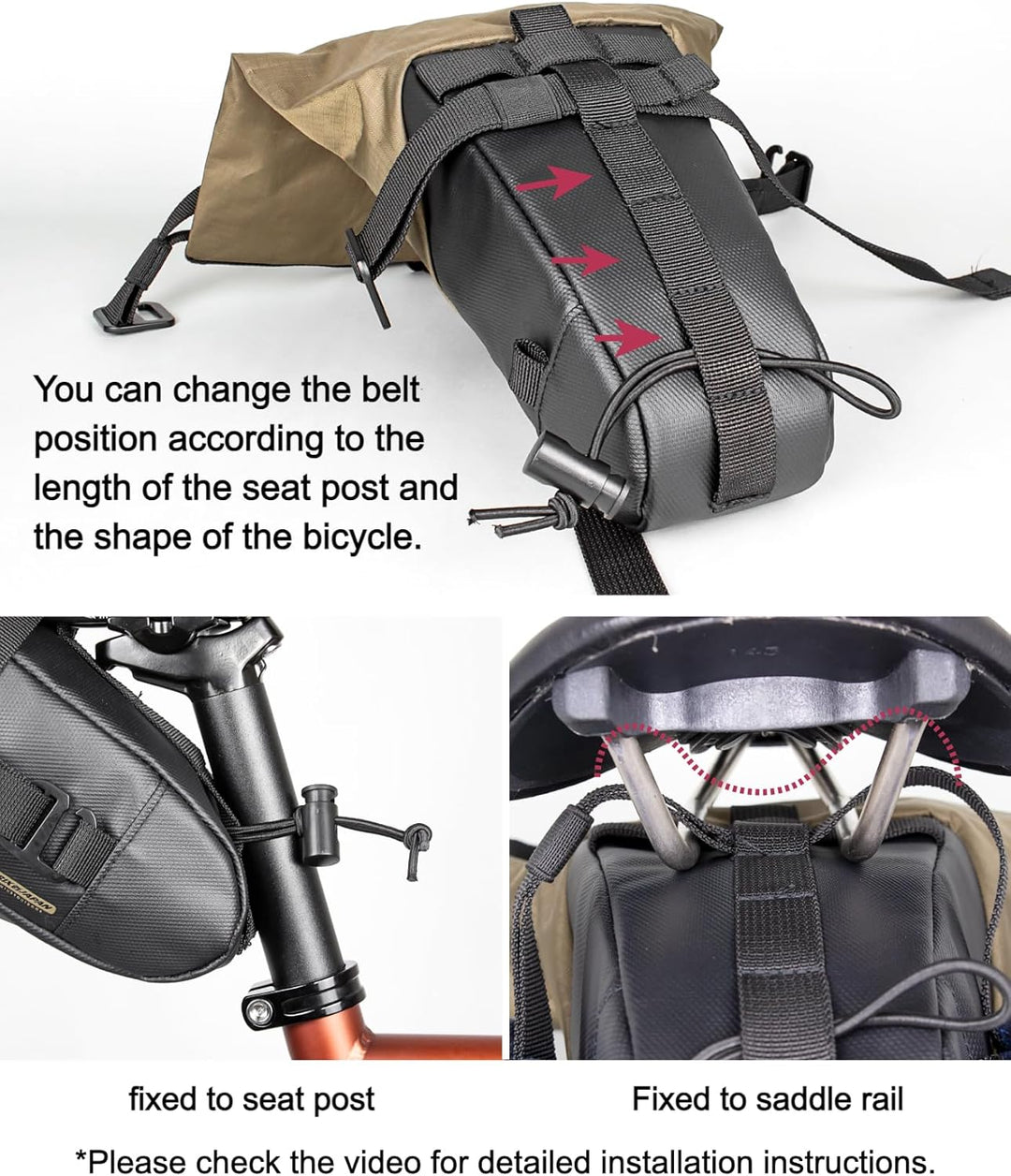 GORIX Fahrrad-Satteltasche, wasserdicht, erweiterbar, Rollentyp, 3 l, langlebig, leicht, für Rennrad