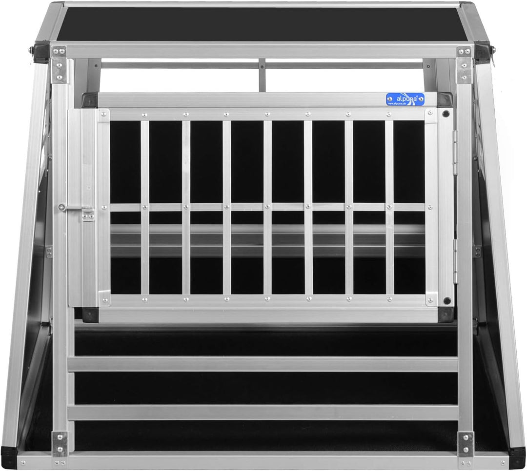ALPUNA Transportbox N36 – Aluminium Hundebox 70×86×68 cm – Auto Hundebox mit Notausstieg, sicherer H
