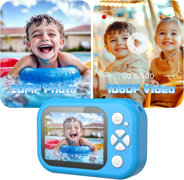 Kinderkamera, 48 MP, HD, 1080P, Wasserkamera für Kinder, mit 6,1 cm (2,4 Zoll) Display + SD 32 GB, i
