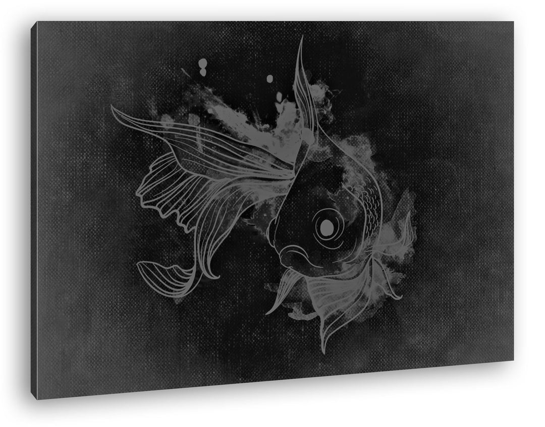 deyoli Zeichnung eines Koi Karpfen Effekt: Schwarz/Weiss Format: 80x60 als Leinwandbild, Motiv ferti