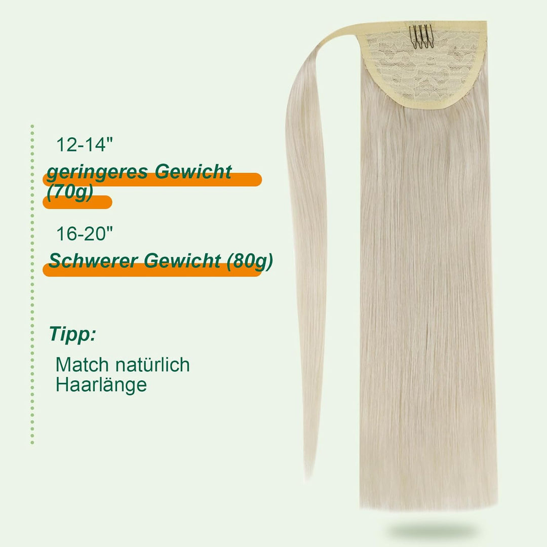 Easyouth Zopf Extensions Echthaar Blond Ponytail Haarverlangerung Echthaar zopf Extensions Platinblo