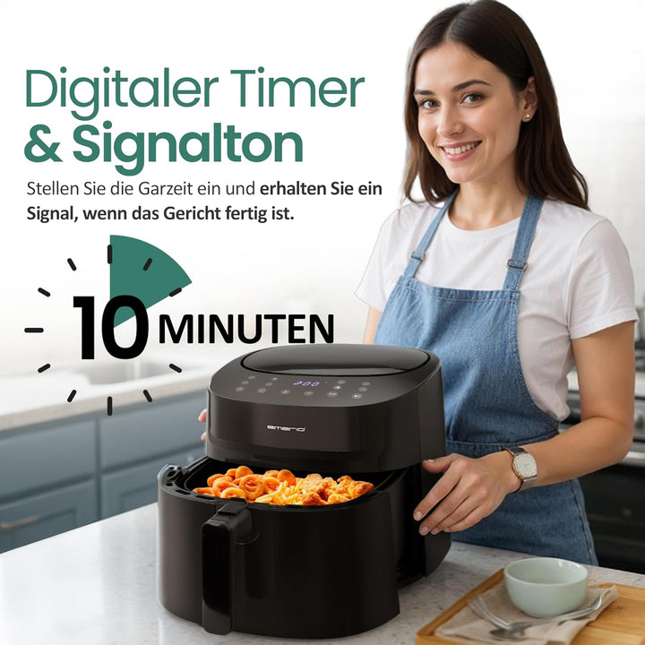 Emerio riesige digitale Heissluftfritteuse, TOP AirFryer, Frittieren ohne zusätzliches Öl, 7.2 Liter