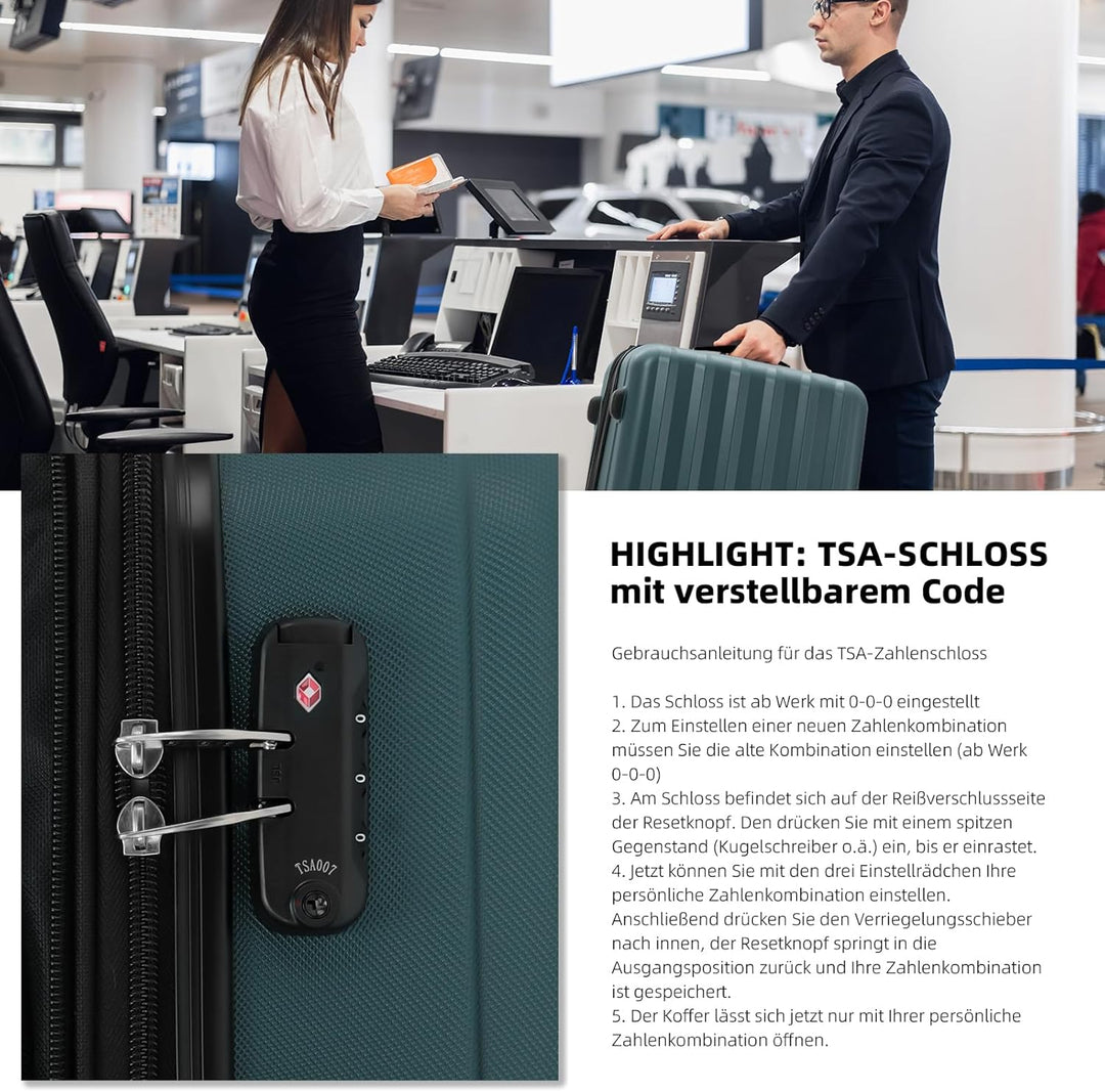 BEIBYE TSA-Schloss 2080 Zwillingsrollen 3 TLG. Reisekofferset Koffer Kofferset Trolley Trolleys Hart