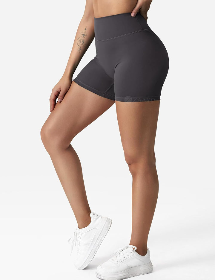 ZAAYO Damen Sport Shorts Workout Auswirkungen Shorts 4.5 "Scrunch Butt Lifting Gym Shorts Nahtlose B
