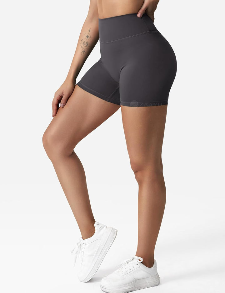 ZAAYO Damen Sport Shorts Workout Auswirkungen Shorts 4.5 "Scrunch Butt Lifting Gym Shorts Nahtlose B