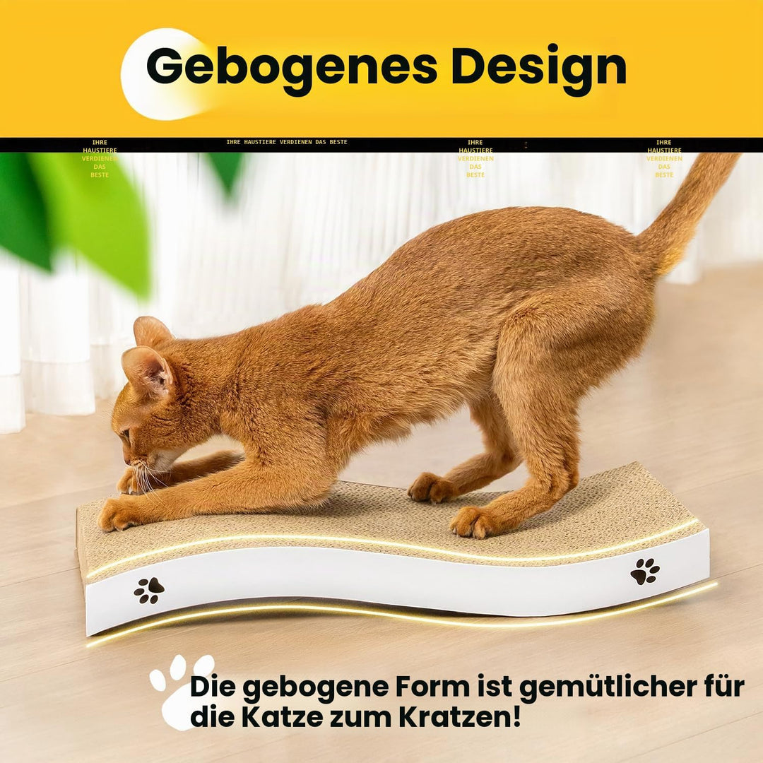 Katzen Kratzbrett aus Pappe – Kratzbretter Katze mit Wellenform, langlebige Kratzmatte als Möbelschu