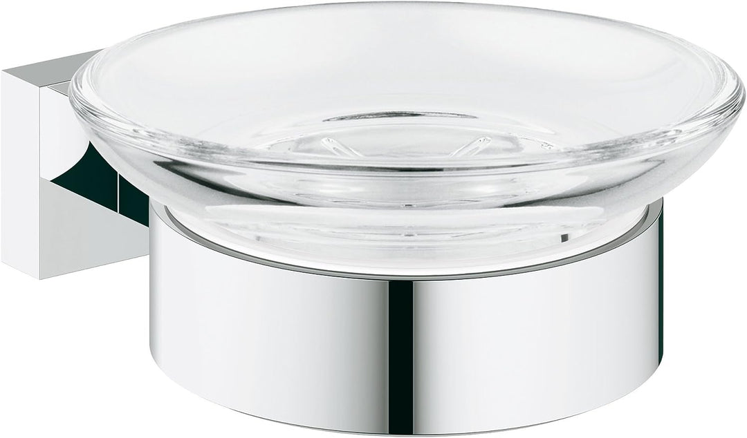 Grohe 40754001 Essentials Cube Seifenschale mit Halter, Silber Eckig, Eckig
