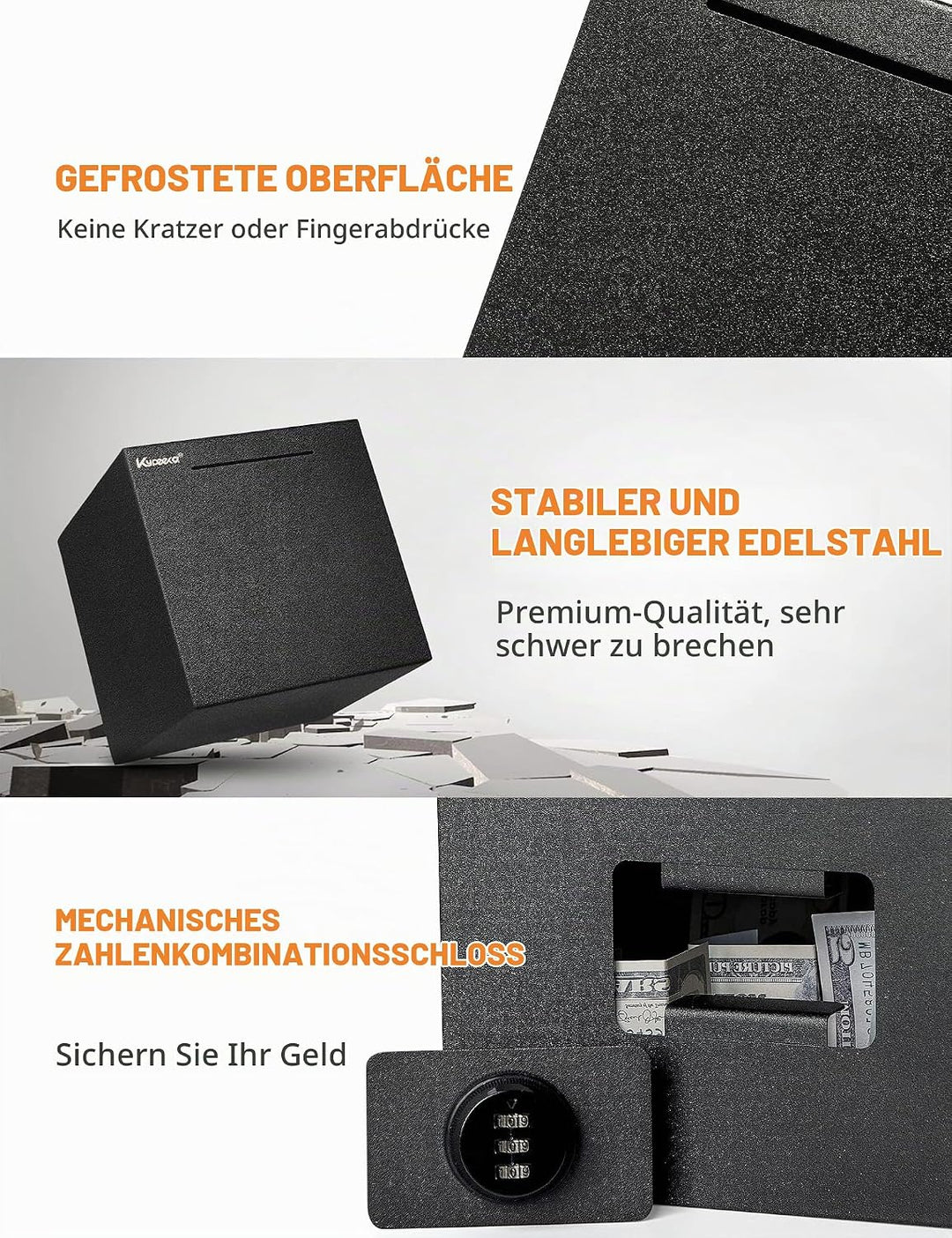 Spardose für Erwachsene, wiederverwendbares Edelstahl-Passwort Spardose aus Metall mit Kombinationss