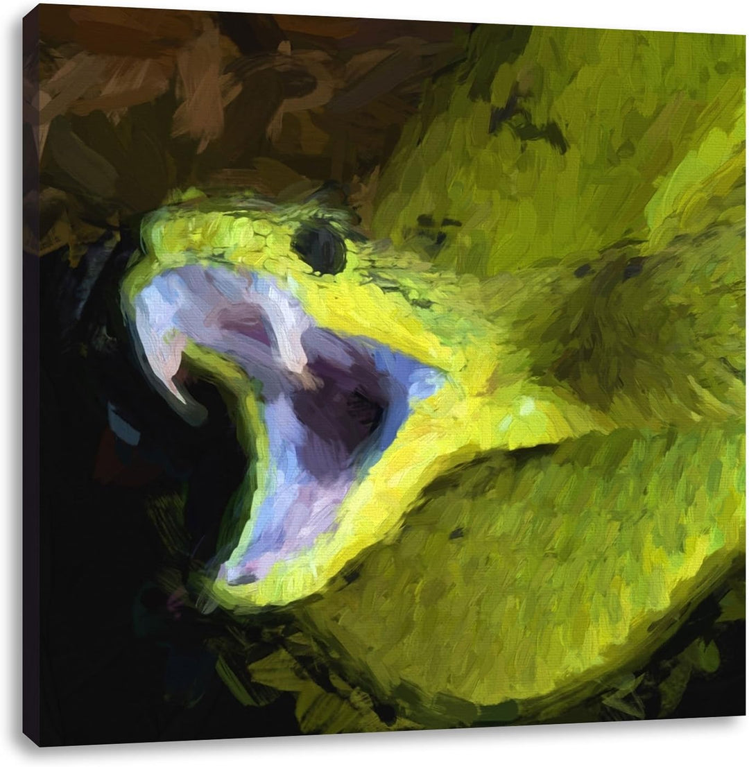 Elegante Schlange, Format: 70x70 auf Leinwand, XXL riesige Bilder fertig gerahmt mit Keilrahmen, Kun