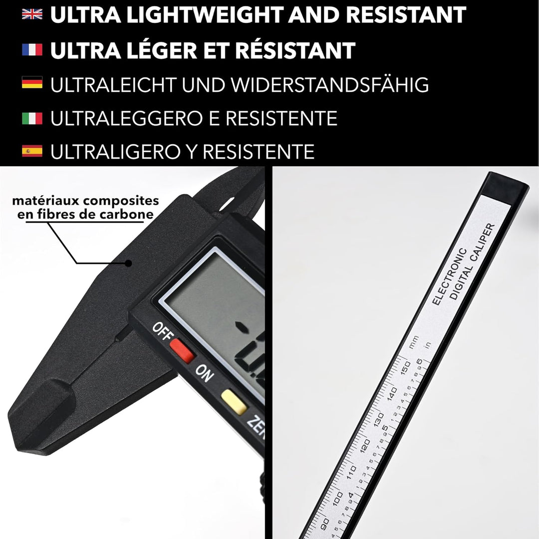 Digitaler Messschieber, 15 cm, französische Marke, inklusive Aufbewahrungsbox und Batterie