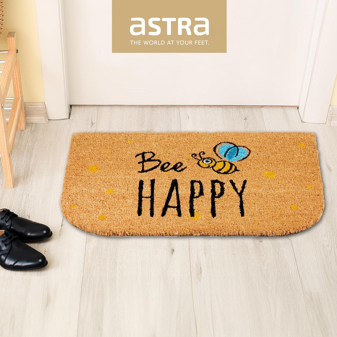 Astra natürliche Fussmatte Kokos - Kokosmatte 40x60cm Happy - rutschfeste Schmutzfangmatte robust -