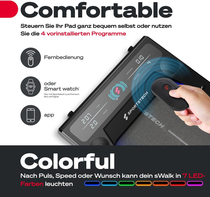 Sportstech Laufband für Zuhause, Walking Pad, 1-8km/h, Under Desk Treadmill, 11,5% Steigung, Ultra-l