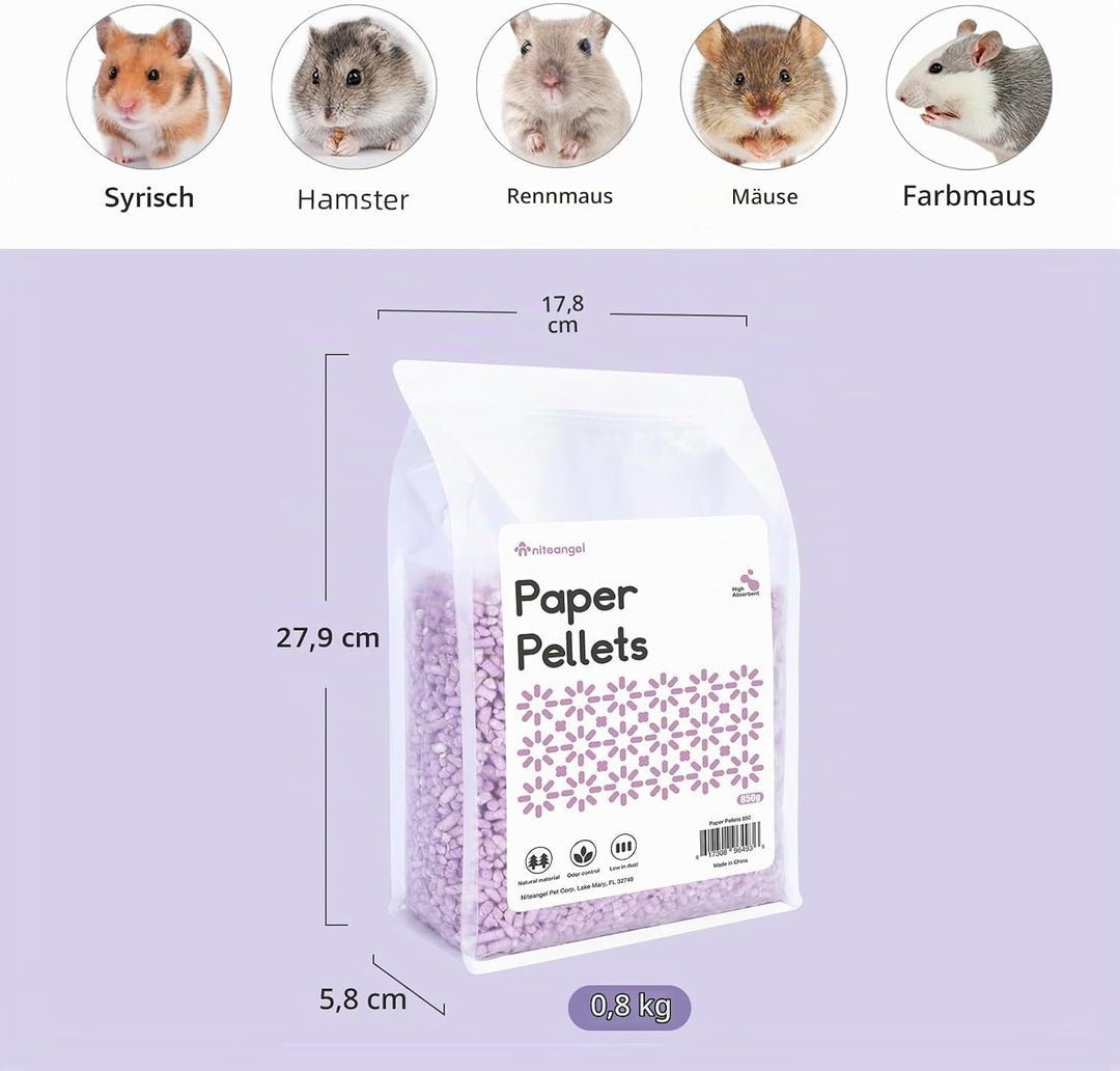 Niteangel Hamster-Papierpellets als Einstreu für syrische Zwerghamster, Gerbils, Mäuse, Lemminge, De