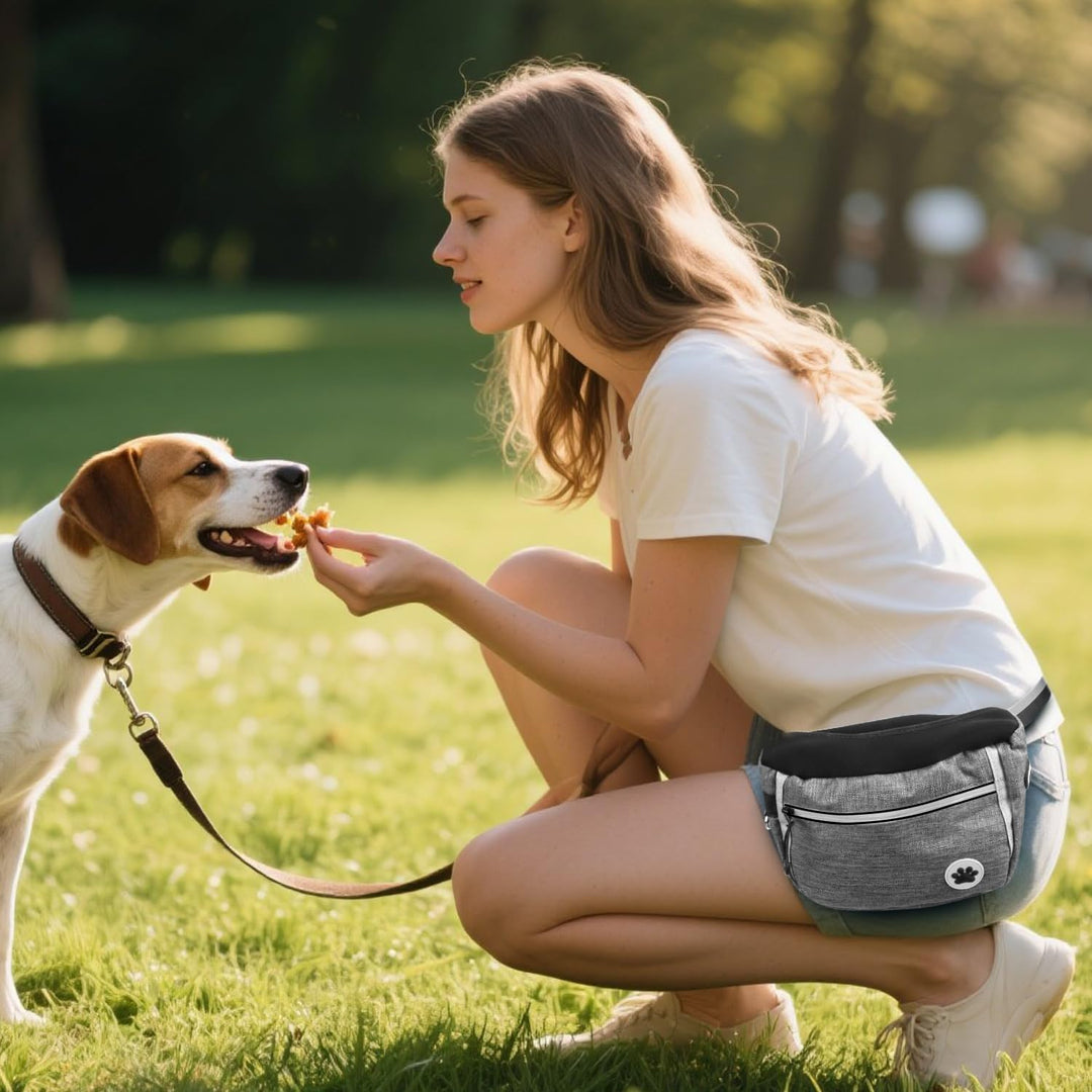 Futterbeutel für Hunde Training Gross Leckerlitasche mit Kotbeutelspender wasserdichte Gassi Tasche