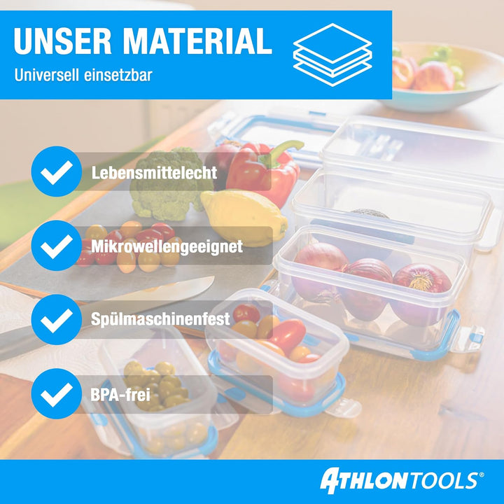 ATHLON TOOLS 4x 1L Frischhaltedosen-Set in Gastro-Qualität - 100% luftdicht und auslaufsicher -40 bi