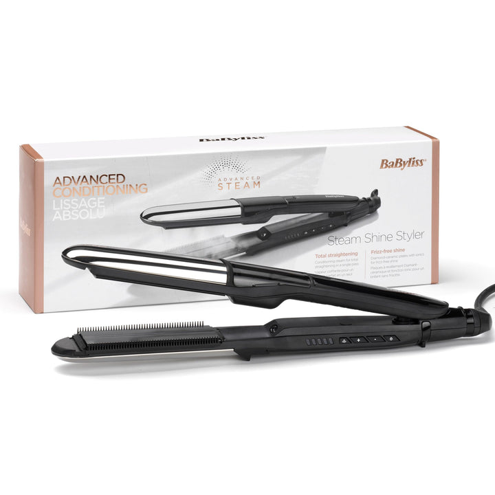 BaByliss Steam Shine Styler, 2-in-1 Dampfglätteisen, für müheloses Glätten oder leichte Locken, ST49