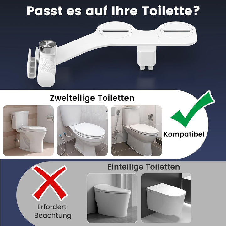 FEELSO ultraflacher Bidetsitz mit Filter, Doppel-Düsen Vor-/Rückwäsche | Selbstreinigende Düsen, str