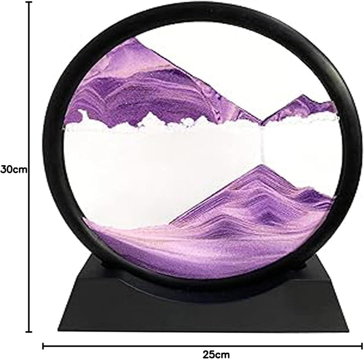 LINPING Fliessendes Sandgemälde, bewegliches Sandkunstbild, rundes Glas, 3D-Tiefsee-Sandlandschaft i