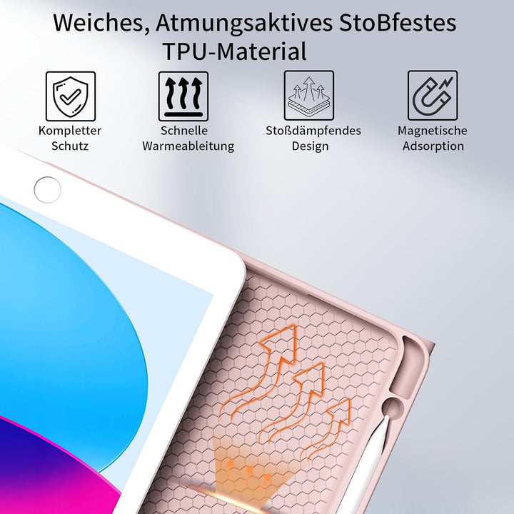 hülle mit Tastatur für iPad 9/8/7 Generation (2021/2020/2019) 10,2 Zoll, weiche TPU-Rückseite mit St