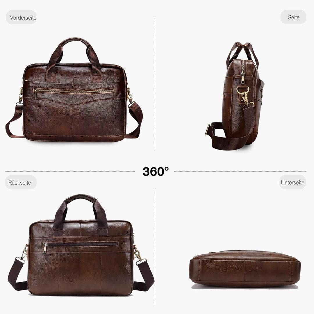 FANDARE Retro Leder Aktentasche Herren Business Henkeltasche Dokumententasche Geschäftstasche Messen
