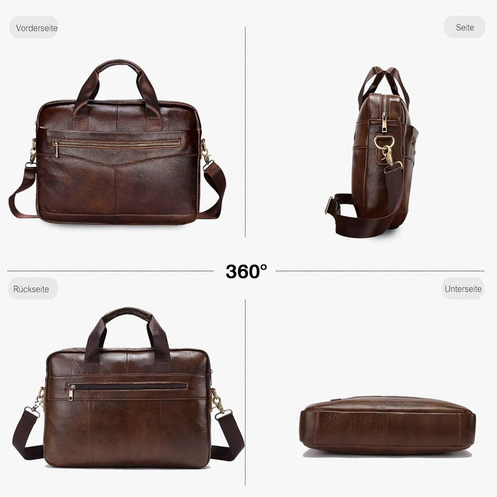 FANDARE Retro Leder Aktentasche Herren Business Henkeltasche Dokumententasche Geschäftstasche Messen