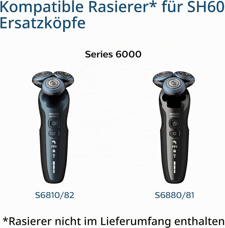 Philips Norelco Original SH60/72 Scherköpfe, kompatibel mit Norelco Rasierer Serie 6000