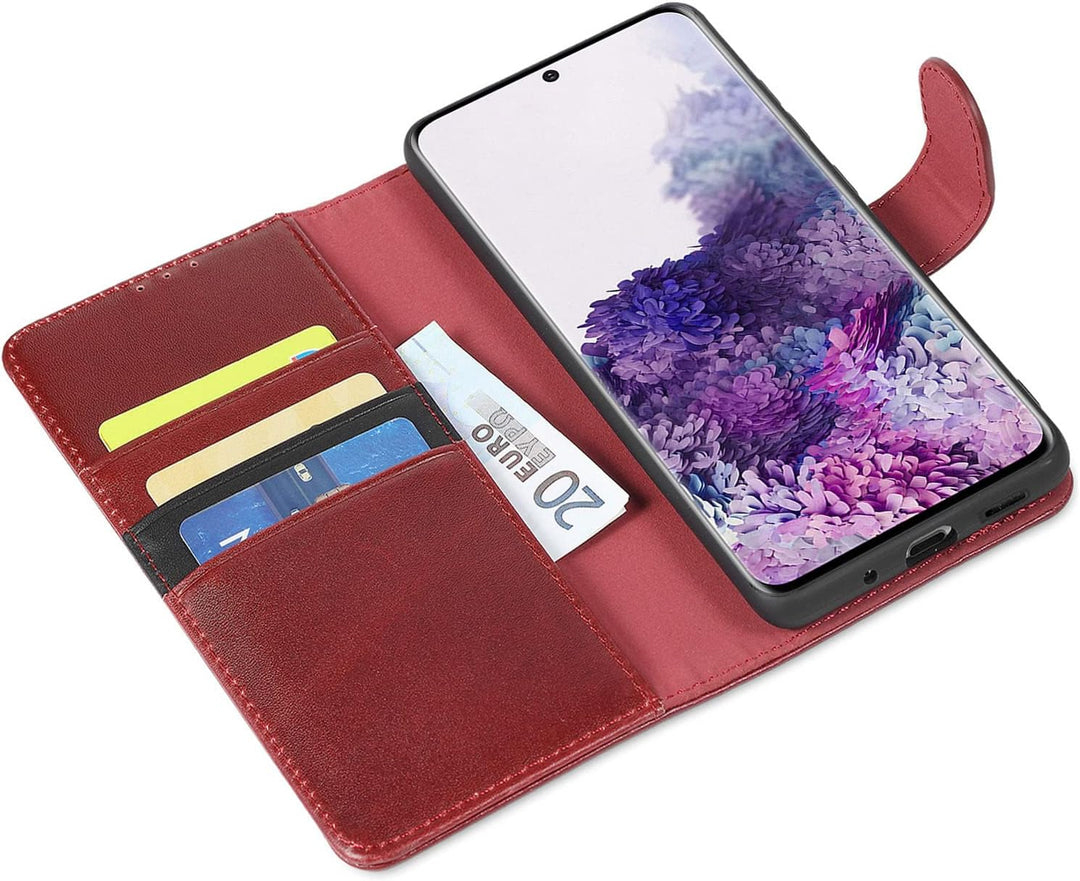 LENSUN Echtleder Hülle für Samsung Galaxy S20, Handyhülle [Echtes Leder] [Magnetverschluss] [RFID Bl
