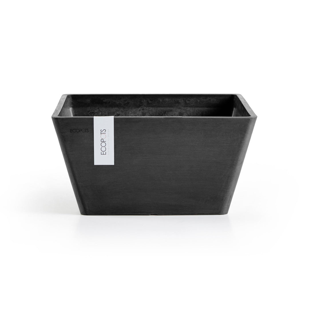 Ecopots Blumentopf Berlin Dunkel Grau - 31 x 31 cm quadratisch - Pflanzentopf aus Recycling Kunststo